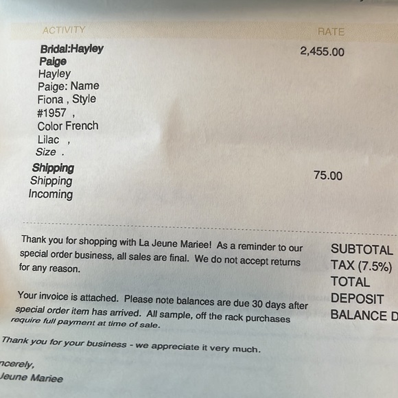 Brand new and never worn Blush by Hayley Paige gown. Size 14. Perfect condition! - Picture 7 of 7